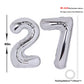 40 Inch Number 27 Balloon Silver Jumbo Giant Big Large Number 27 Foil Mylar Silver Balloons 72Th Birthday Party Anniversary Deco