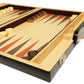 15-Inch Wood Backgammon Set - Black/Zebra Wood Board - Oak Inlaid Wood Field