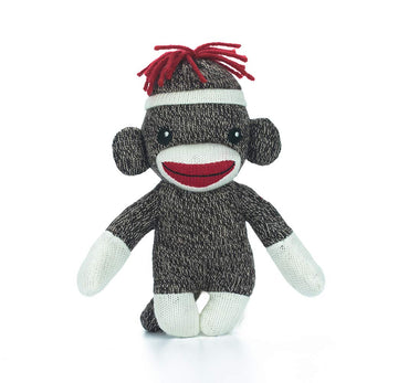 Plushland Adorable Sock Monkey, The Original Traditional Hand Knitted Stuffed Animal Toy Gift-For Kids, Babies, Teens, Girls And Boys Baby Doll Present Puppet 6 Inches (Brown)