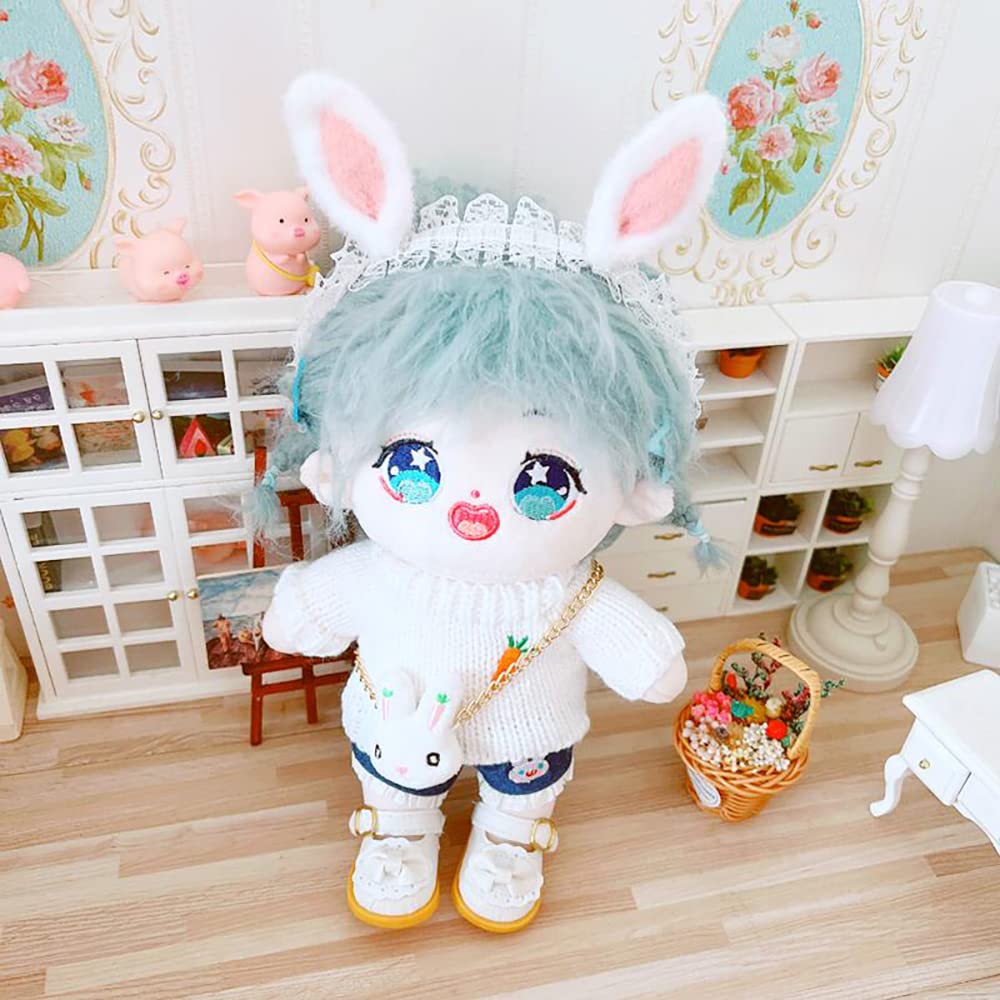 Niannyyhouse 7.8In/20Cm Plush Doll Clothes Rabbit Headdress Pants Backpack Carrot Sweater Stuffed Figures Toys Accessories