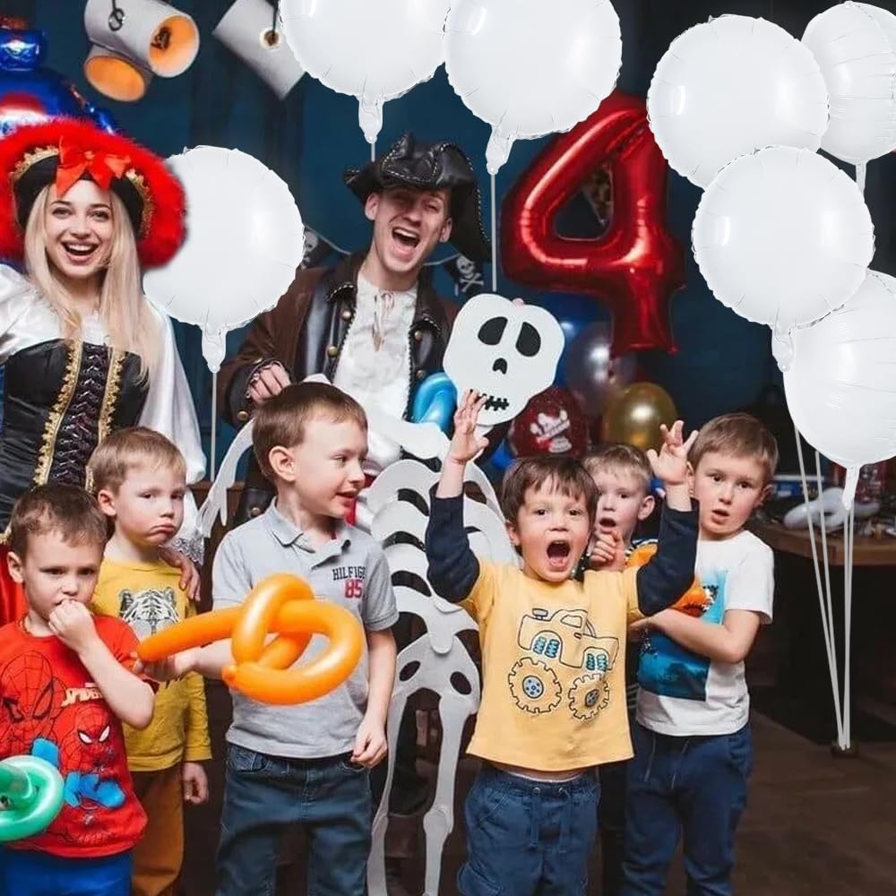 TONIFUL 30Pcs 18 Inch Large White Round Shape Foil Balloons Big White Circle Helium Mylar Ballons for Birthday Wedding Baby Show