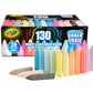 Crayola Washable Chalk Collection, 130 Anti-Roll Chalk Sticks, Bulk Sidewalk Chalk, Outdoor Chalk for Kids, Outdoor Toys for Kid