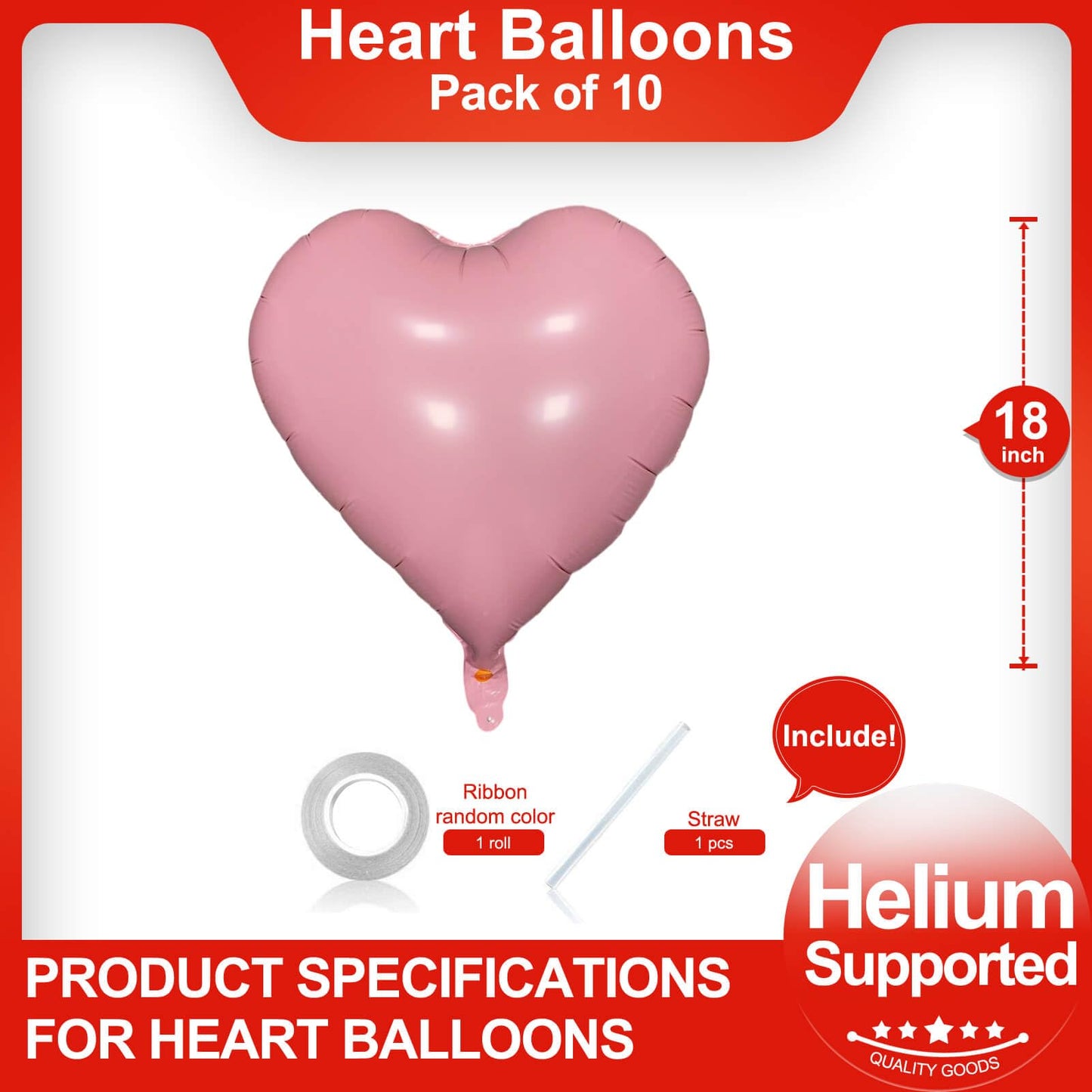 Pastel Pink Heart Shaped Balloons Pack Of 10,18 Inch Love Valentine Balloons Heart Romantic Balloons For Valentines Day Propose