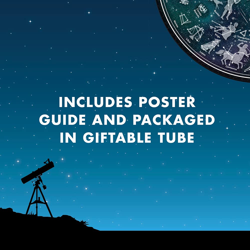 Ridley's Games: Map of The Stars 1000-Piece Jigsaw Puzzle |Perfect for Astrology/Astronomy Lovers with Over 30-Unique Constillations | Perfect Room D?cor Once Completed | Storage Tube Included