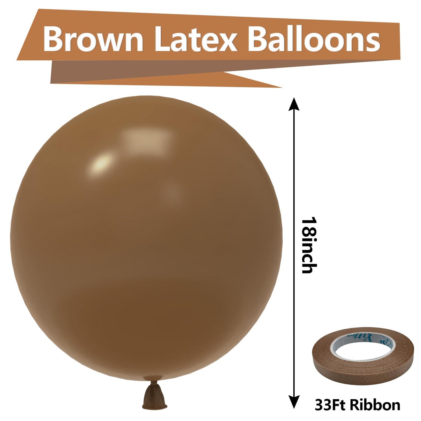 Bezente Brown Balloons 18 Inch - 30 Pack Large Thick Brown Balloons Big Round Coffee Brown Latex Balloons For Birthday Baby Show