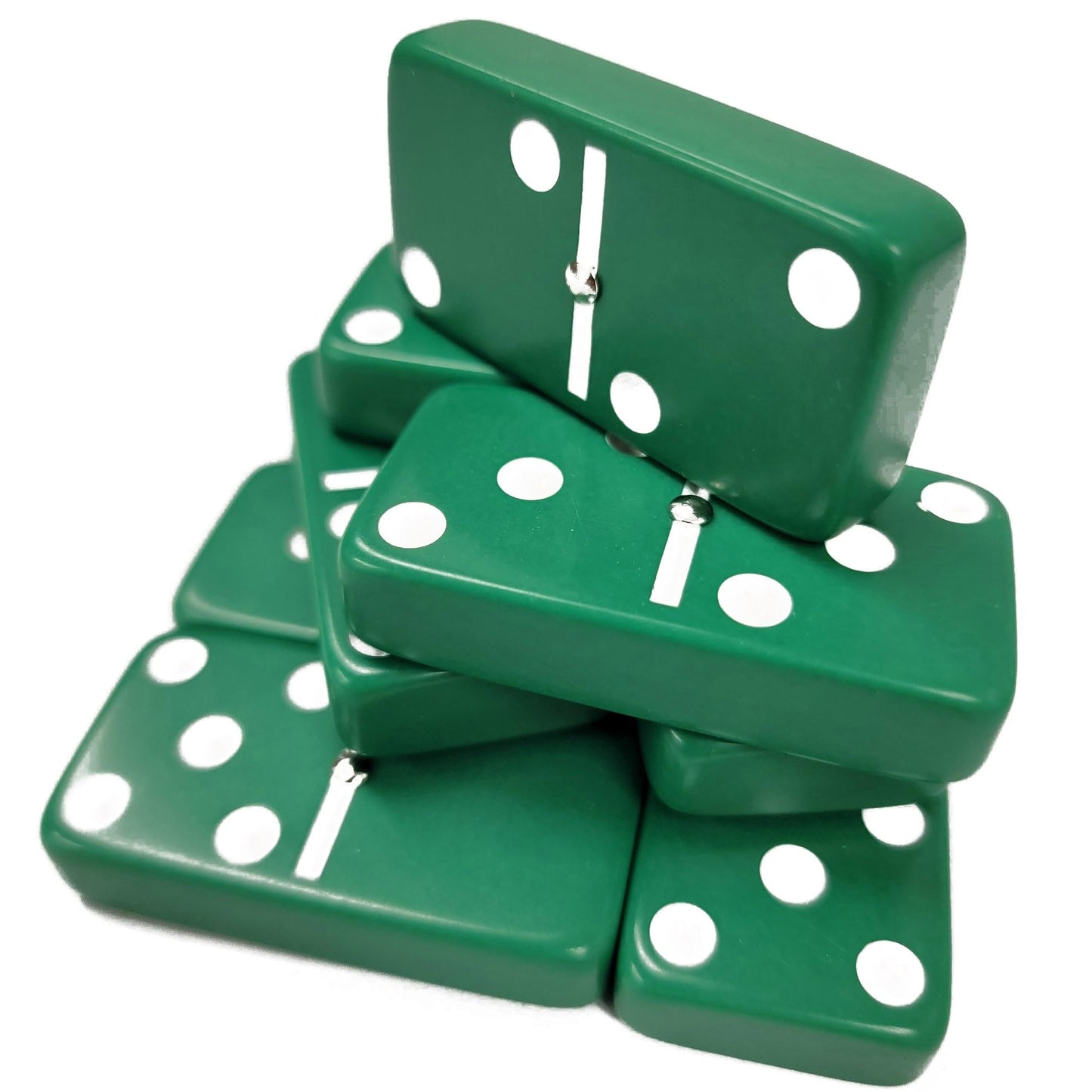 Marion Domino Double Six 6 Green Tiles Jumbo Tournament Professional Size With Spinners In Black Elegant Velvet Bag