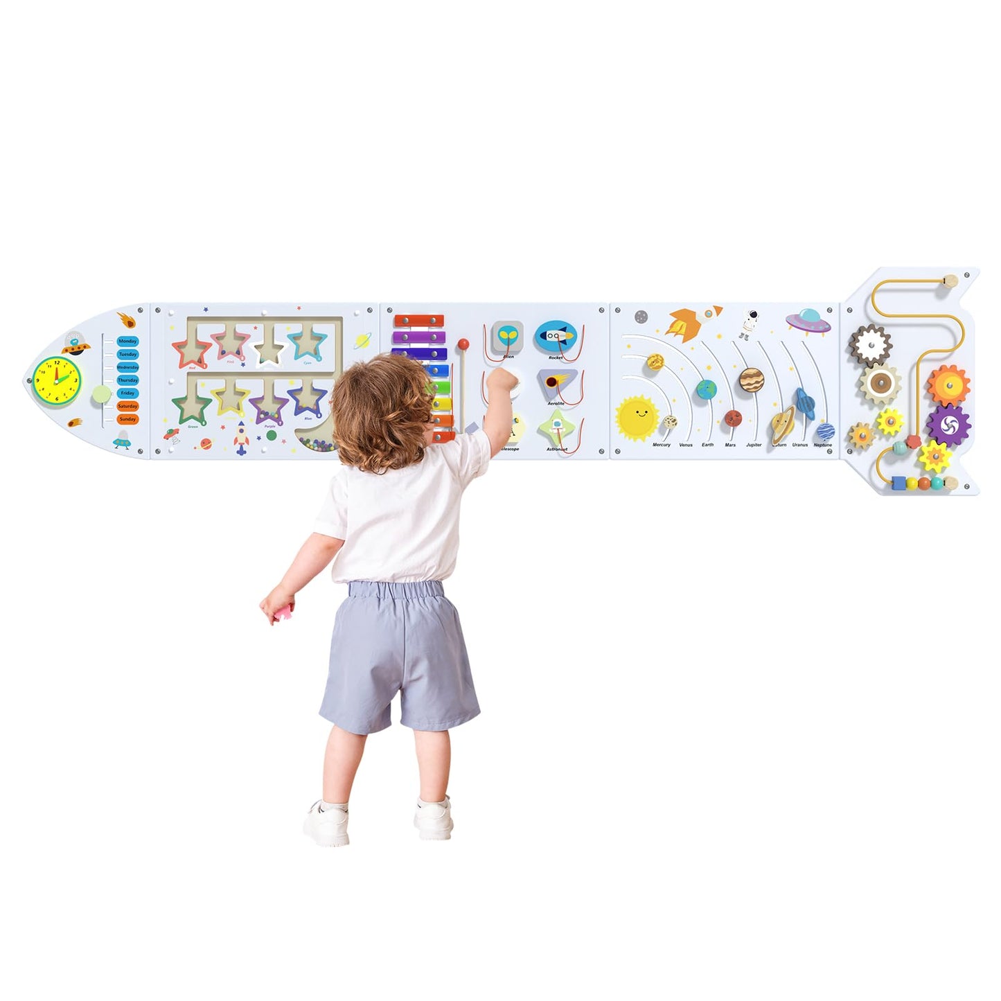Nigwet Rocket Activity Wall Busy Board Panels - Sensory Wall Panel For Kids, Montessori Toddler Wall Activity Board, Wall Toys F