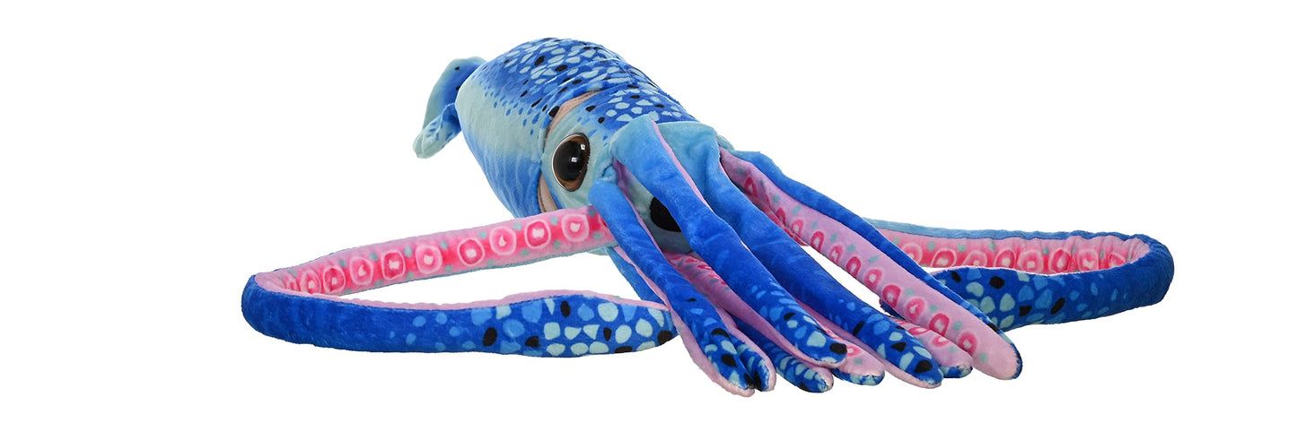 Wild Republic Wr Print Squid Plush, Stuffed Animal, Plush Toy, Gifts For Kids, Blue, 22'