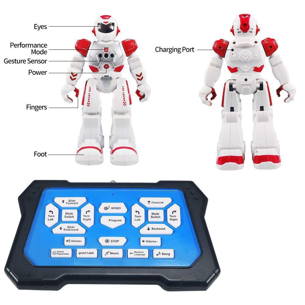 Suliper Remote Control Robots For Kids,Intellectual Gesture Sensor Programmable Rc Robot Toys With Infrared Controller,Early Edu