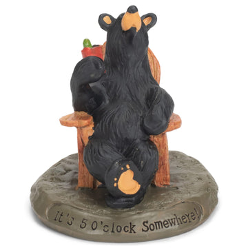 Demdaco 5 O'Clock Somewhere Black Bear 3 X 3 Hand-Cast Resin Figurine Sculpture