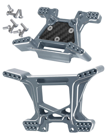 RCHuiWow Upgrades Part for 1/10 Rustler 4WD/4WD(VXL),Alloy Front and Rear RC Shock Towers Hops up,Titanium