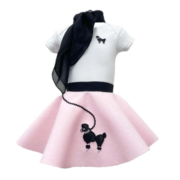 Hip Hop 50'S Shop Baby/Infant 3 Piece Poodle Skirt Costume Set (Light Pink 6 Month-3Pc)