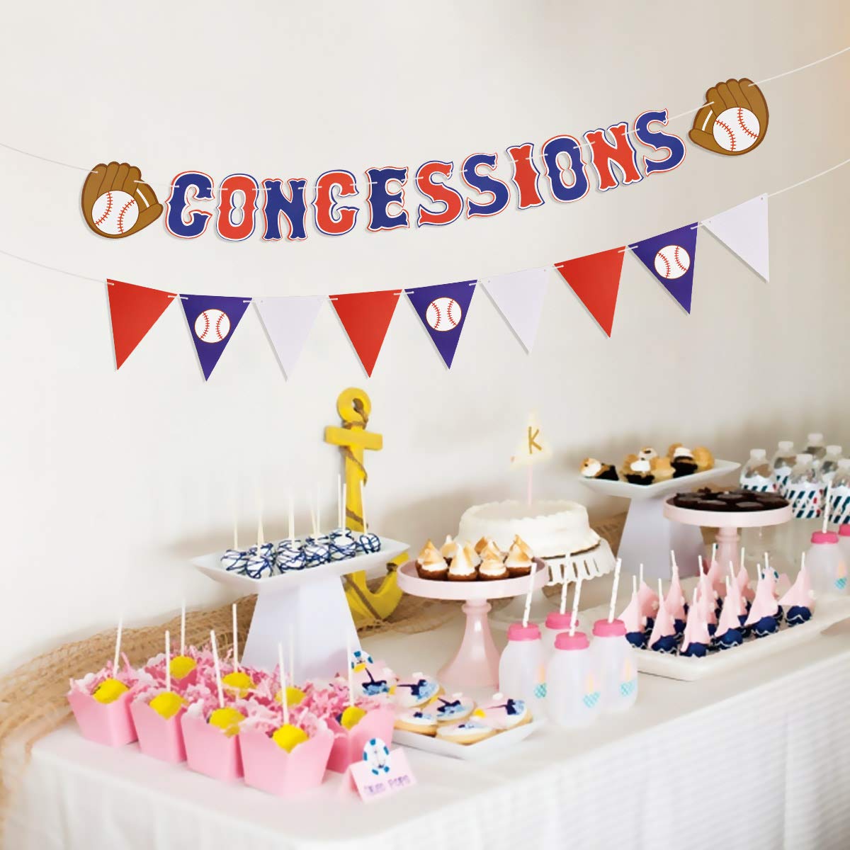 Baseball Party Supplies Concessions Banner - Sports/Baseball Themed First Birthday Party Decorations Favors (Style 1)