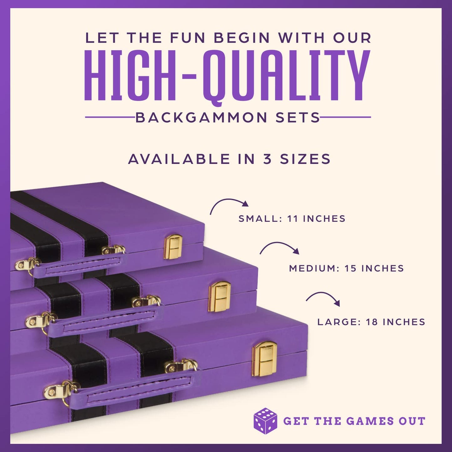 Get The Games Out Top Backgn Set - Classic Board Game Case - Best Strategy & Tip Guide - Available in Small  Medium and Large Sizes (Purple  Medium)