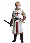 Vzqi Kids Crusader Costume White Medieval Knight Tunic Boys Outfit Renaissance Roman Warrior Sleeveless Costume Halloween With B
