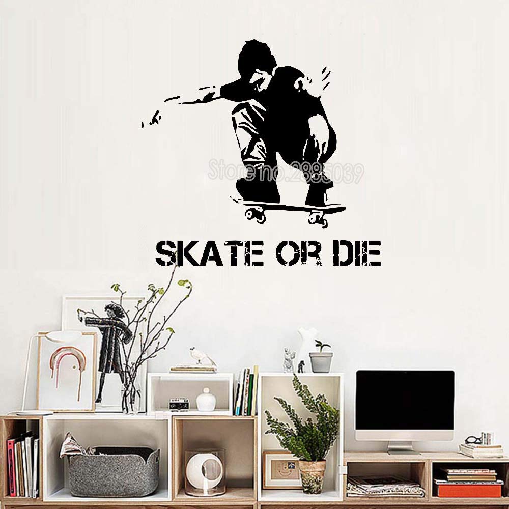 GADGETS WRAP Skateboard Boys Vinyl Wall Sticker Skateboard Ride Kids Fun Teenager, AG20DRP1583 (56 cm x 59 cm x 0.4 cm)
