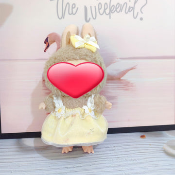 17cm Doll Clothes for Doll, Outfits Costumes Compatible with Dolls Keychain Accessories (Yellow Flower)