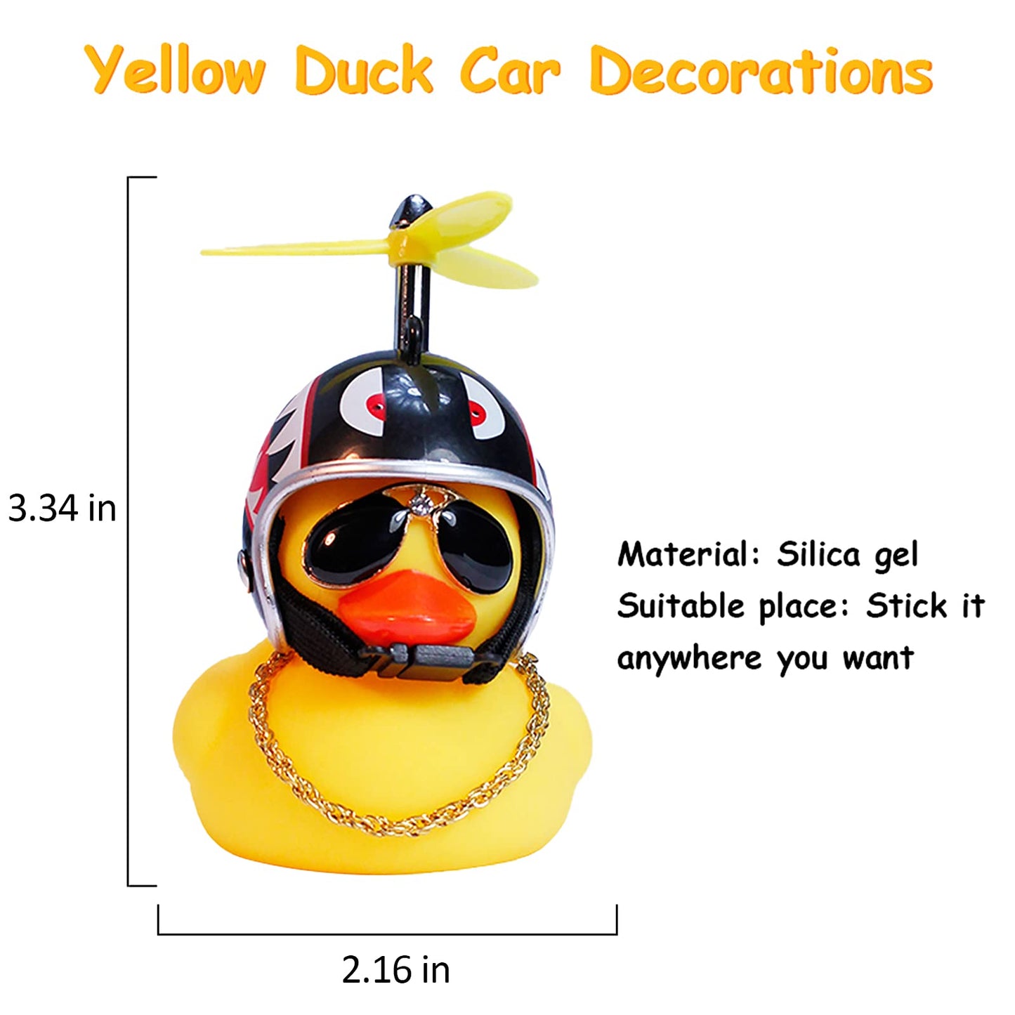 wonuu Rubber Duck Toy Car Ornaments Yellow Duck Car Dashboard Decorations Cool Glasses Duck with Propeller Helmet