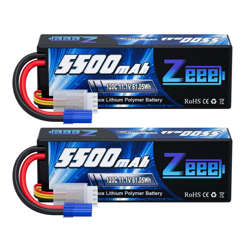 Zeee 3S Lipo Battery 5500mAh 11.1V 120C Hard Case RC Battery with EC5 Connector for RC Car 1/8 1/10 Scale Vehicles Tank Truck Bo