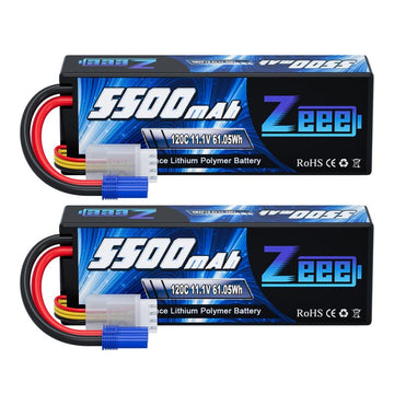 Zeee 3S Lipo Battery 5500mAh 11.1V 120C Hard Case RC Battery with EC5 Connector for RC Car 1/8 1/10 Scale Vehicles Tank Truck Bo