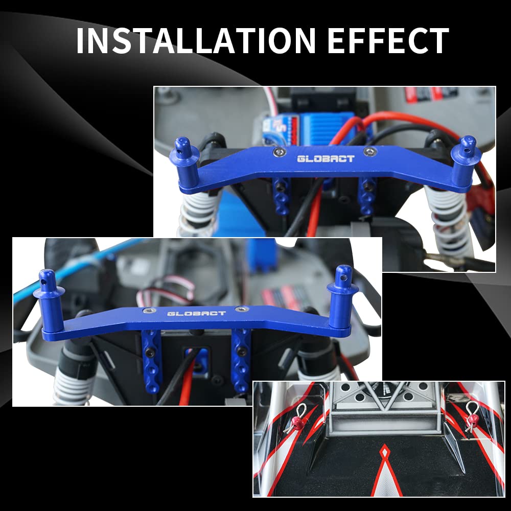 Aluminum Front & Rear Body Mounts with Body Posts Upgrade Parts for 1/10 Slash 2WD Rustler Stampede VXL Replaces #1914R Blue