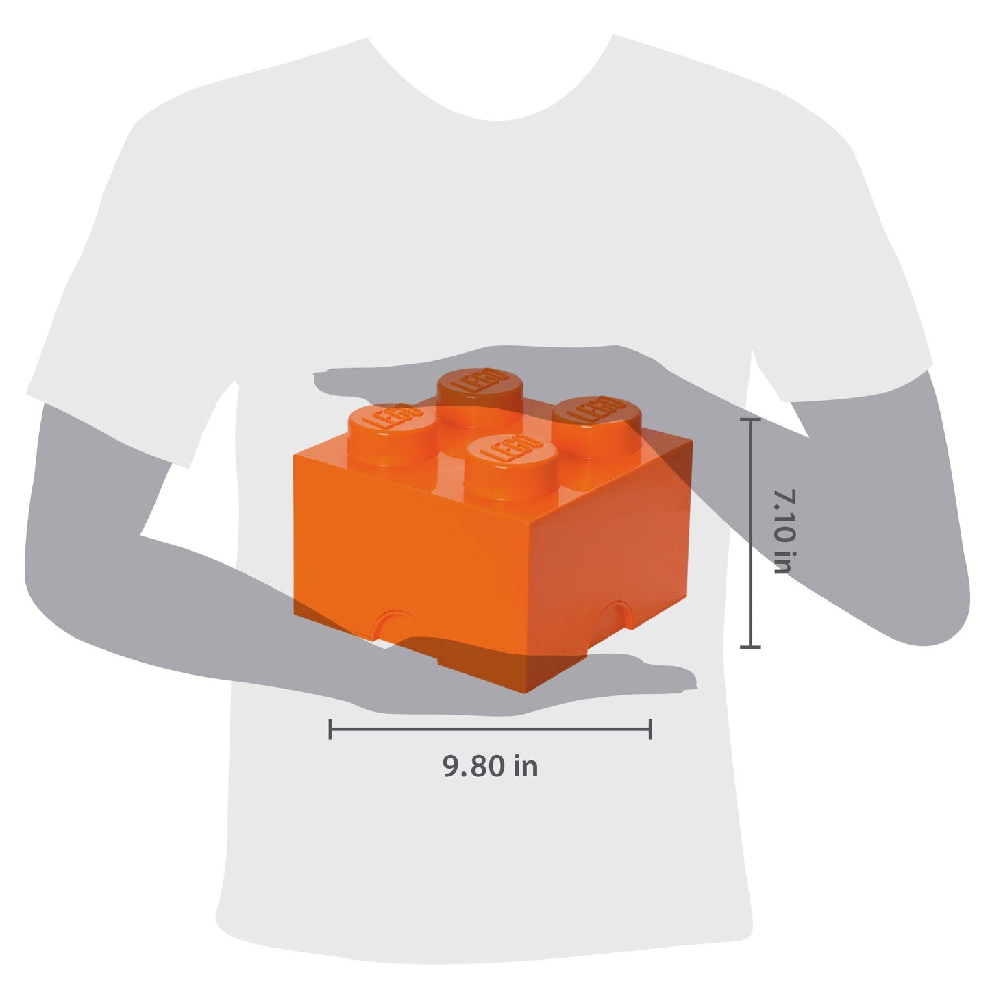 Room Copenhagen LEGO Storage Brick 4 - Bright Orange Plastic Box, Stackable Organizer, 5.6L Capacity, Model 40030660