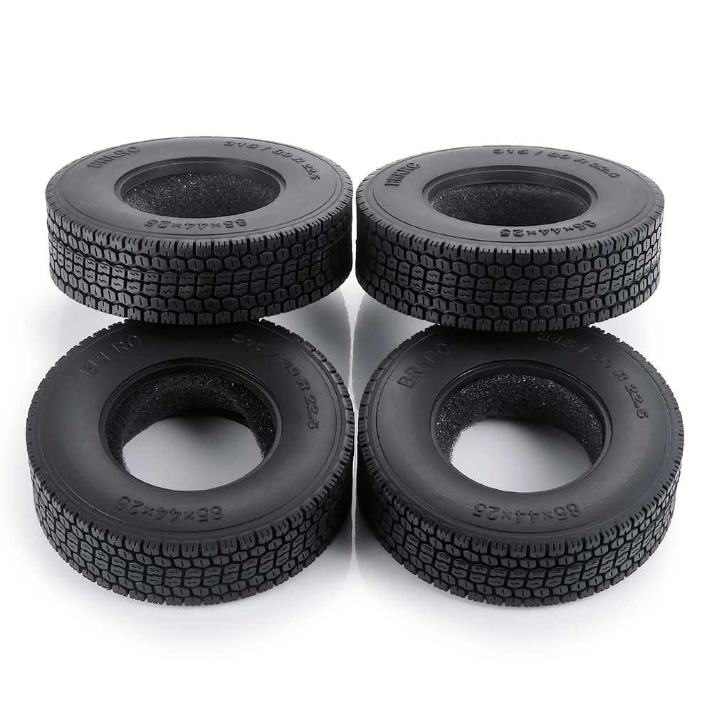 RC-Hub 4pcs Wheels Tires 22mm/25mm Rubber Tires with Foam for 1/14 Tamiya Tractor Truck Trailer RC Crawler Car (25mm)