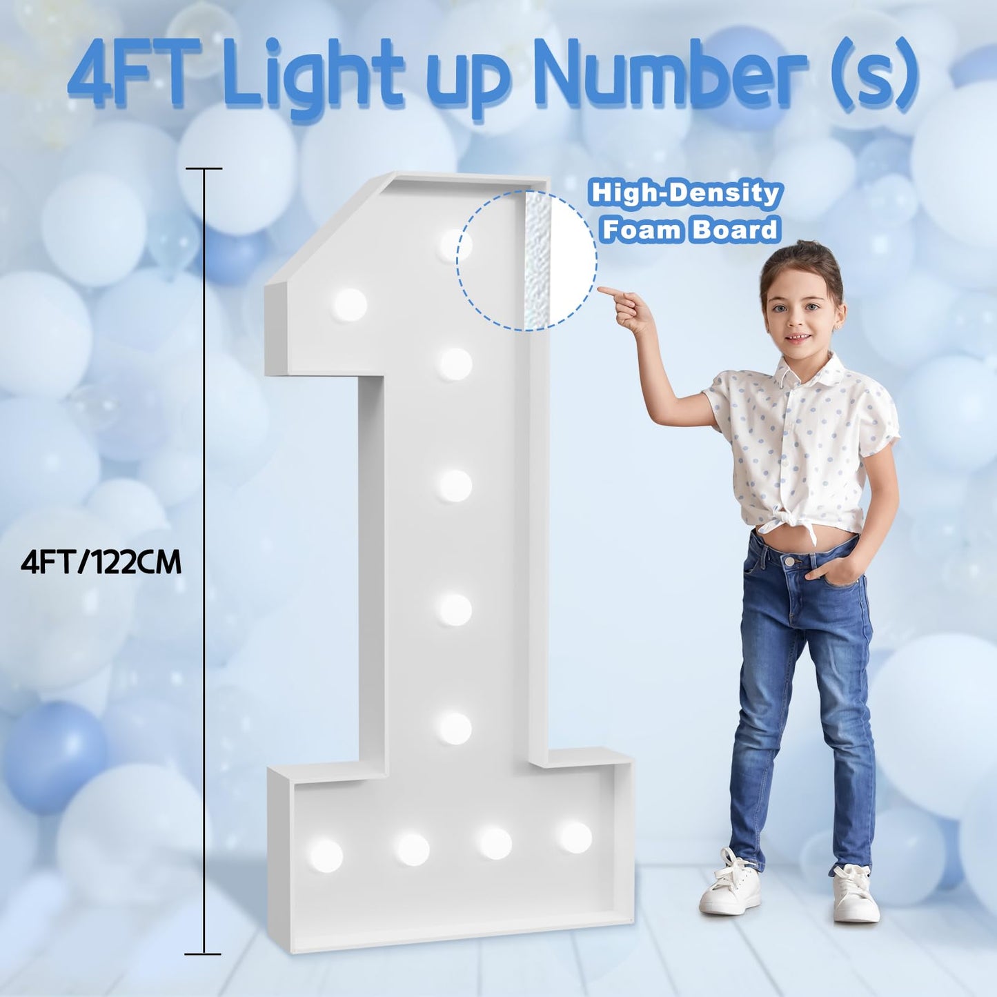 imprsv Marquee Numbers 4ft Light Up Number 13 Birthday Decor - Age 13 Foam Decoration for 31st Anniversary Party