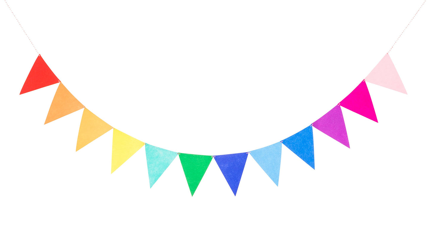 LOVENJOY Pre-Assembled Rainbow Banner Buntings, Felt Fabric Pennant Banner Multicolor for Birthday or Classroom
