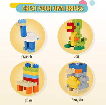 300 Piece Yellow Bricks Bulk Assortment Pack, Yellow Brick Accessories For Building With 12 Size, Compatible With Lego Parts And