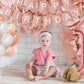 Rose Gold 40Inch Number 1 Balloon, First Birthday Decorations For Girl With Rose Gold White Confetti Balloons, Happy Birthday Ba