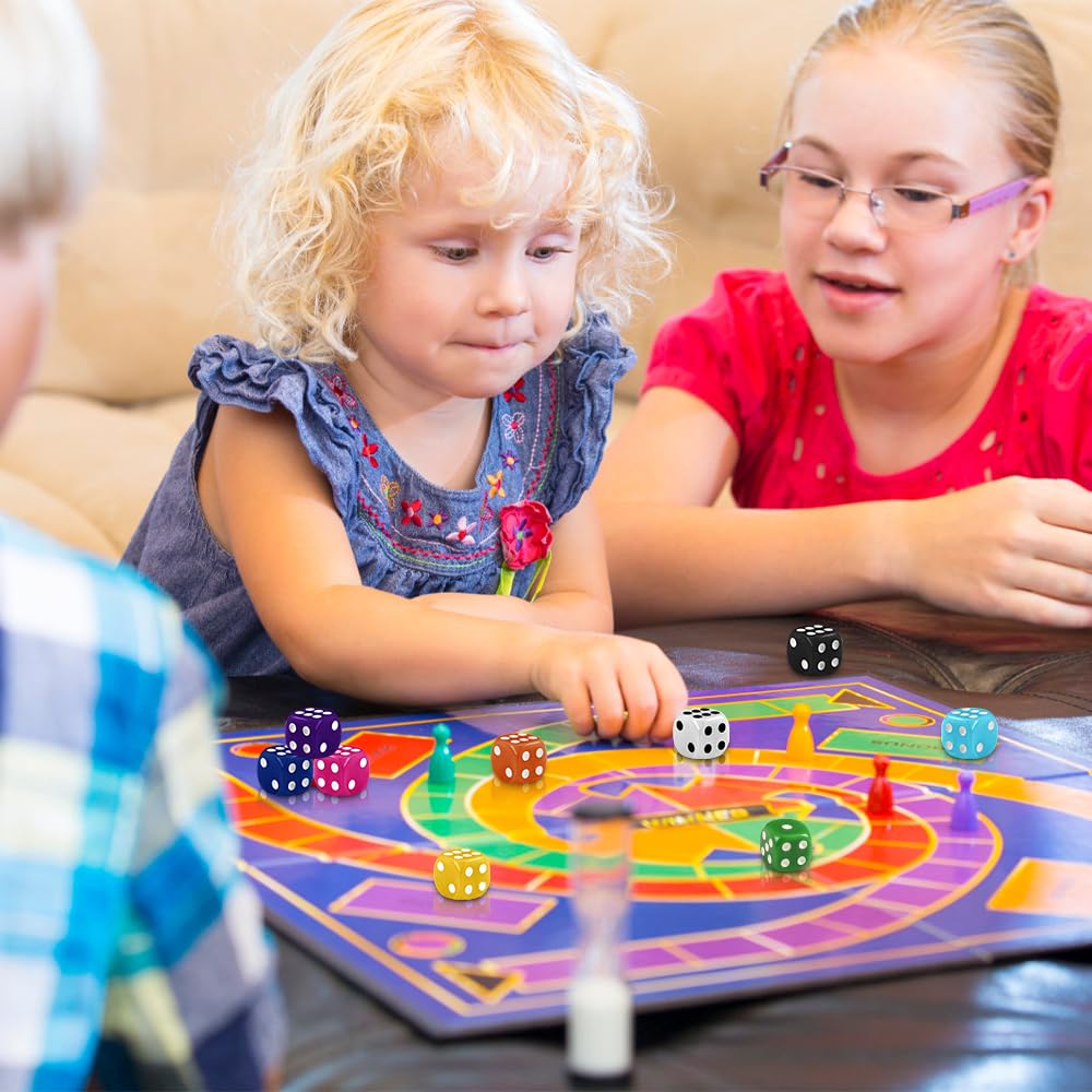 DIYDEC 100pcs 16mm Game Bulk Dice 10 Colors Acrylic 6 Sided Dice Set for Classroom Teaching Math Learning Standard Dice for Part