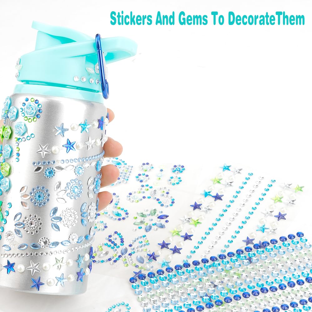 Gift For Girls, 5 6 7 8 9 10 Year Old Girl Birthday Gift, Decorate Your Own Water Bottle With Gem Stickers For Kids, Arts And Cr