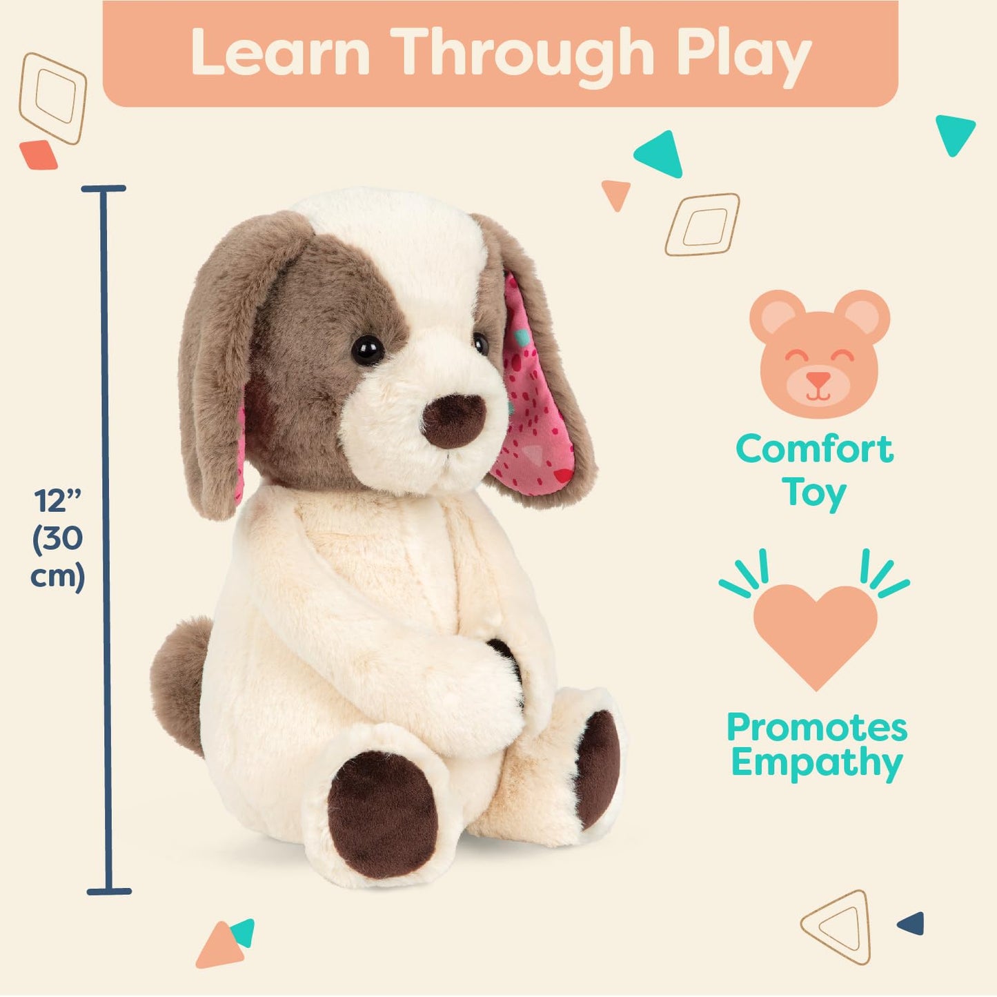 B. Toys- B. Softies-12' Plush Dog - Huggable Dog Stuffed Animal Toy – Soft & Cuddly Plush Puppy – Washable – Babies, Toddlers, Kids- Happy Hues- Cupcake Pup- 0 Months +