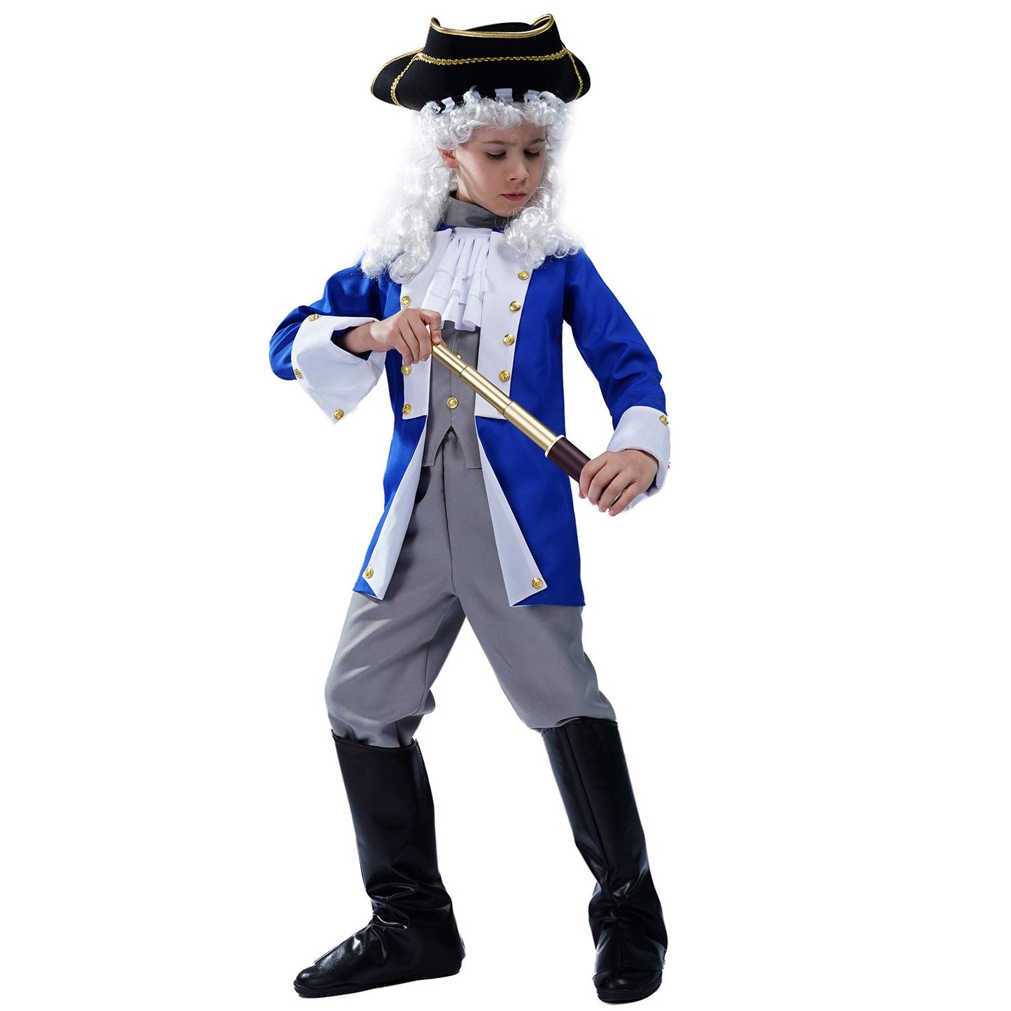Boy Colonial Costume Cosplay Kids General Medieval Costumes(13-14 Years)
