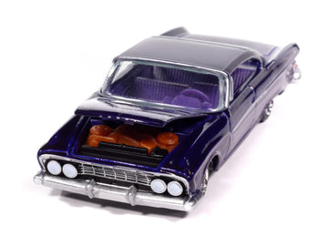 1961 Dart Phoenix Lowrider Purple Sky Metallic with Graphics and Purple Interior Vintage Muscle Series 1/64 Diecast Model Car by
