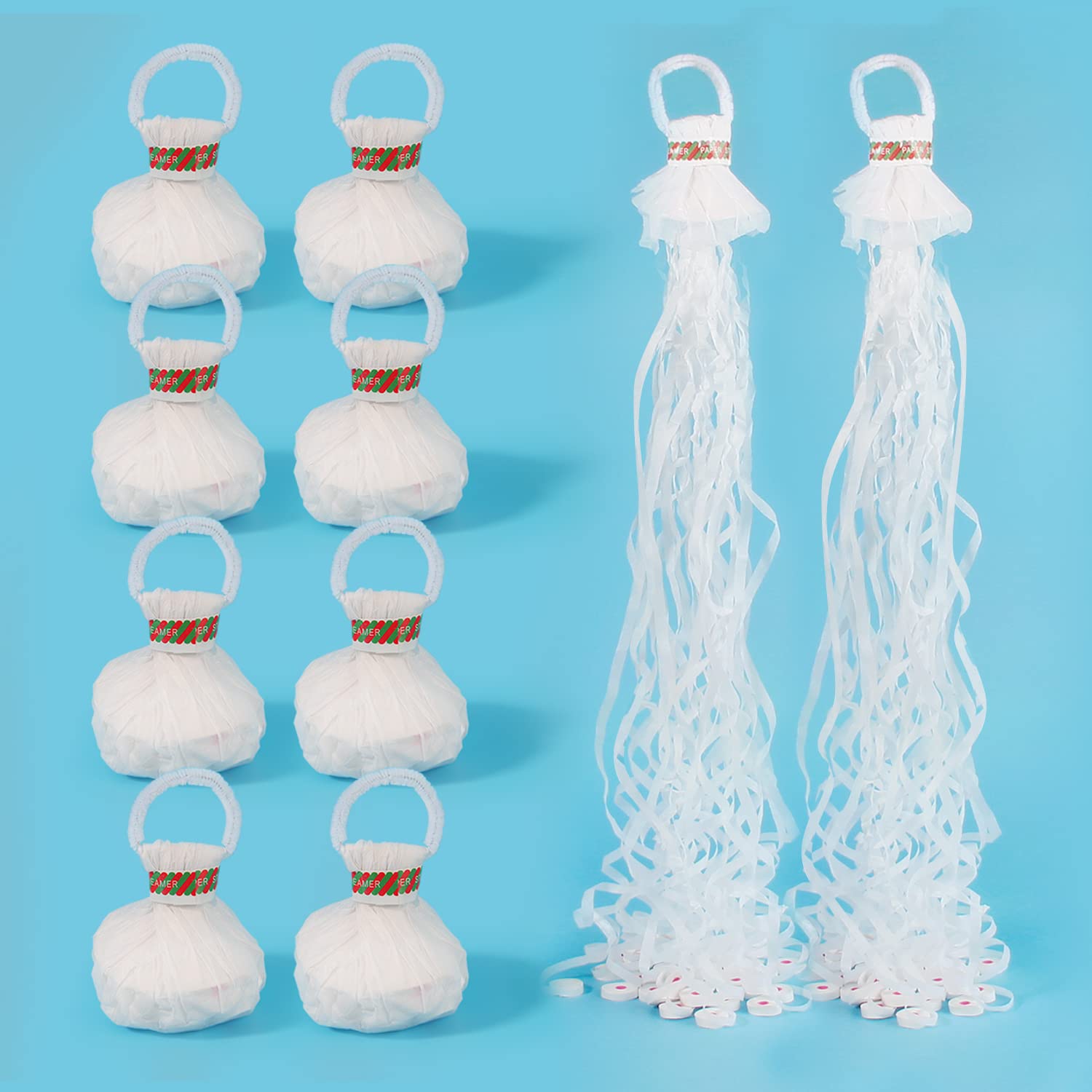 FameFame 30Pack Streamer Poppers, No Mess White Paper Crackers, Hand Throw Confetti Streamers for Birthday, Wedding, Party Celeb