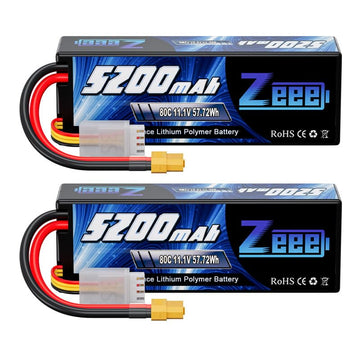 Zeee 3S Lipo Battery 5200mAh 11.1V 80C with XT60 Connector Hard Case Battery for RC Car Truck Tank Boat RC Plane Airplane Quadco