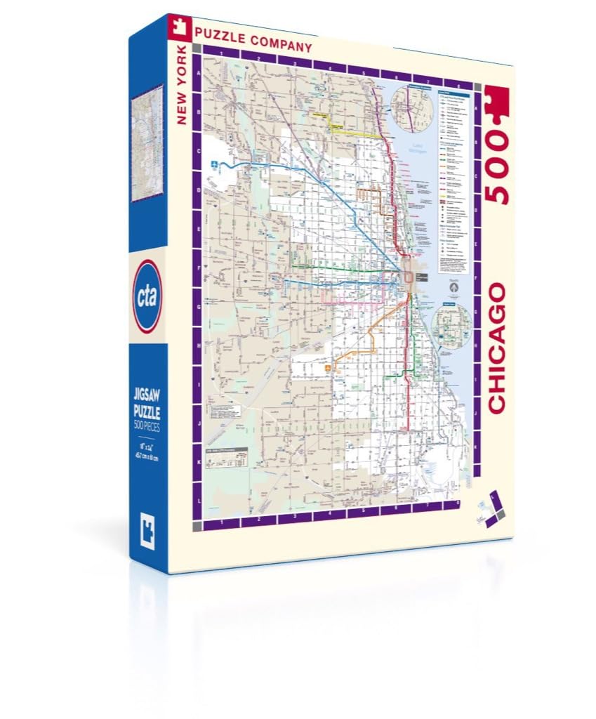 New York Puzzle Company - Transit Maps Chicago Transit Map - 500 Piece Jigsaw Puzzle for Adults