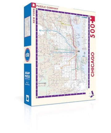 New York Puzzle Company - Transit Maps Chicago Transit Map - 500 Piece Jigsaw Puzzle for Adults