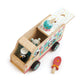 Tender Leaf Toys - Penguins Gelato Van - Food Truck Style Pretend Play, Ice Cream and Ice Lolly Wooden Vehicle - Encourage Role