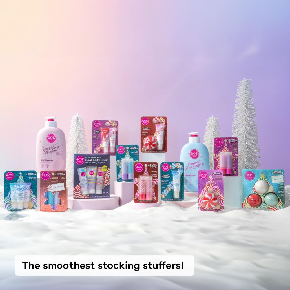 Eos Holiday Lip Balm Sticks- Peppermint Twist & Candy Cane Swirl, Limited-Edition Skincare, Stocking Stuffers, 0.14 Oz, 2-Pack