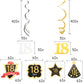 LINGTEER Happy 18th Birthday Decorations - 12Pcs Birthday Black & Gold Swirls Streamer Set,Cheers to Eighteen Years Old Bday Par