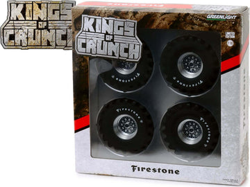 Greenlight 48-Inch Monster Truck Firestone Wheels & Tires 6 Piece Set Kings Of Crunch 1/18