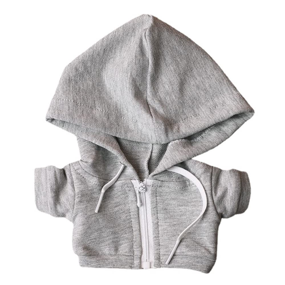 Niannyyhouse 8In(20Cm) Plush Doll Clothes Hoodies Without Pocket Jeans Doll Dressup (Gray)