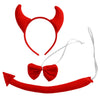 Dzrige Devil Costume Accessories Set - Red Horn Headband, Tail, Bowtie, 19 cm/7.5 inch, Cloth for Halloween, Masquerade, Cosplay