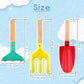 UMUACCAN 6 Piece Kids Beach Tools,Children Beach Sand Toys, Made of Metal with Sturdy Wooden Handle,Safe Beach Gardening Set,Spo