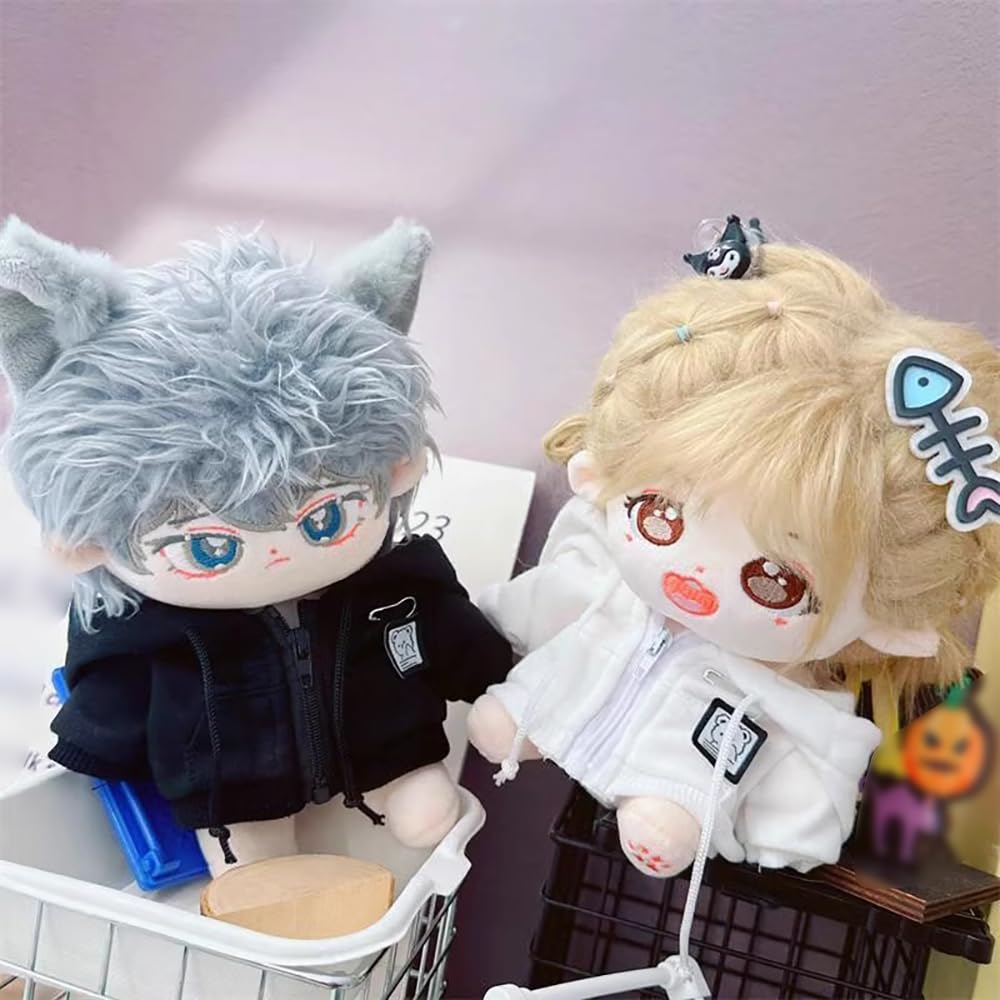 Niannyyhouse 10Cm~15Cm 20Cm Plush Doll Clothes Hoodie Cardigan Jacket Soft Stuffed Plush Toy Dress Up (Black 10Cm~15Cm)