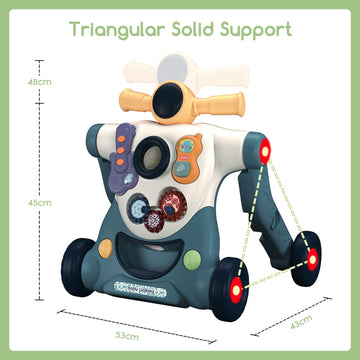 Baby Sit-To-Stand Learning Walker, 3 In 1 Baby Walker For Boys Girls Toddlers, Educational Baby Push Walkers With Entertainment