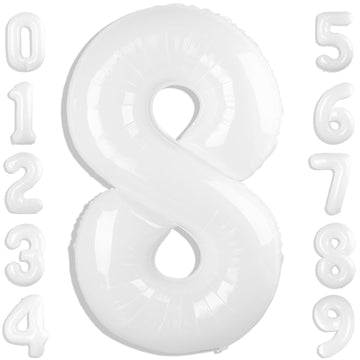 Number 8 Balloon 40 Inch White 8 18 28 80 1989 Birthday Balloons, Large Mylar Foil Helium Balloon Birthday Decorations Party Sup